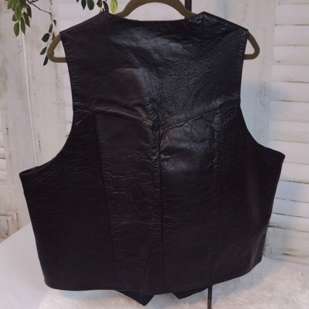 Unik Leather Vest, Black, Size 48 - Picture 2 of 6